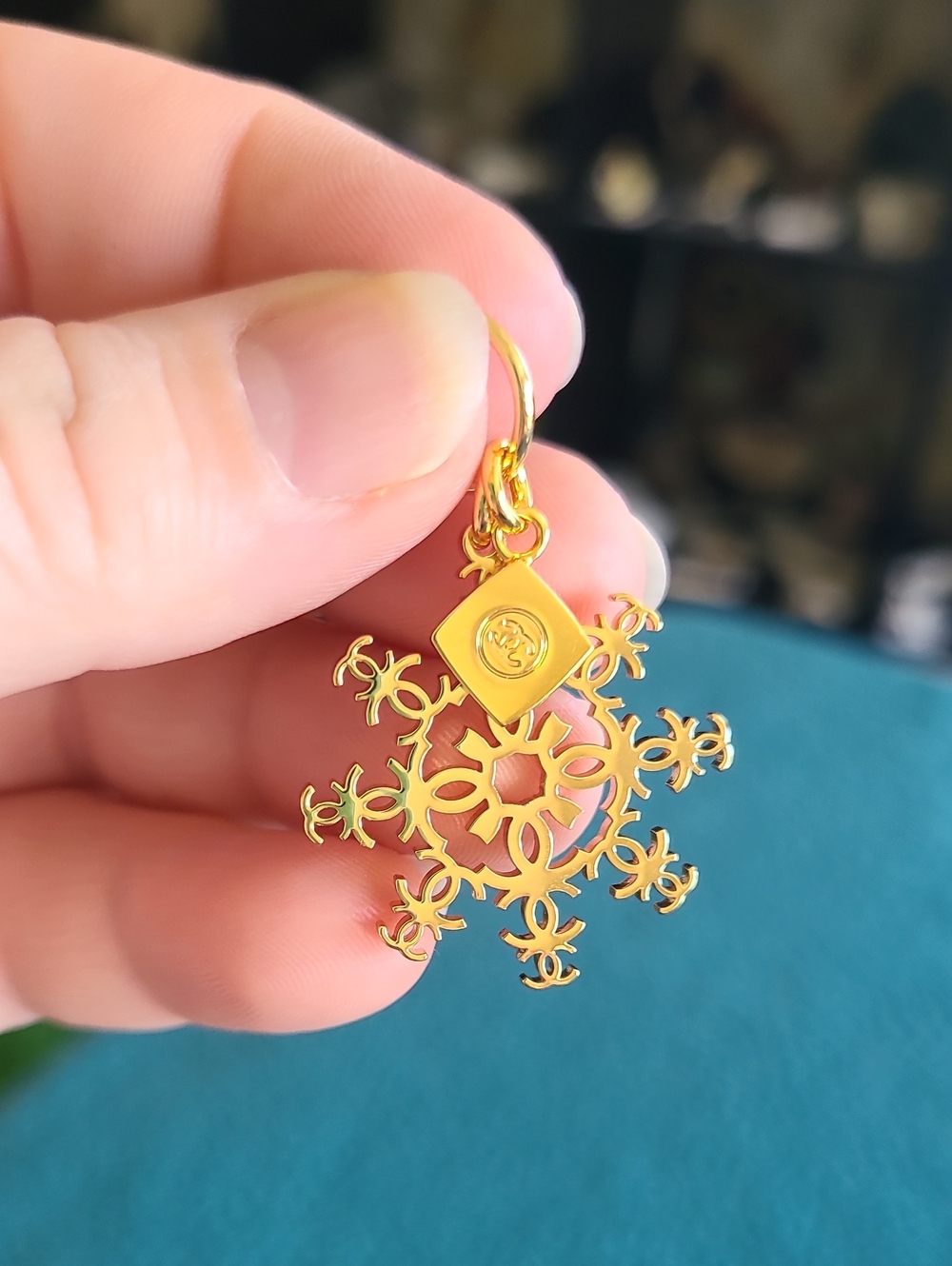 CHANEL Gold Filigree Snowflake Pendant Charm